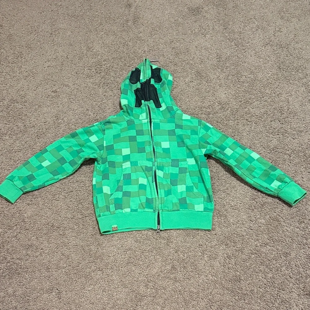 JINX Minecraft Kids Green Pixel Pattern Hoodie
